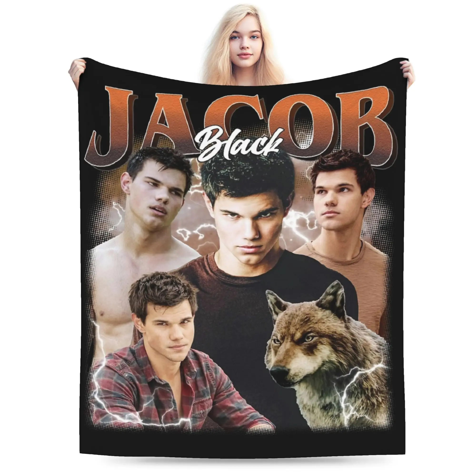 Twilight Jacob Classic Bootleg Blankets Fleece Print  Multi-function Lightweight Thin Throw Blanket for Home Outdoor Bedspreads