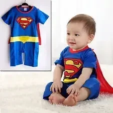 DC Anime Figure Batman Superman Superhero Baby Cosplay Costume With Cloak Cotton Embroidery Baby Romper Birthday Gifts