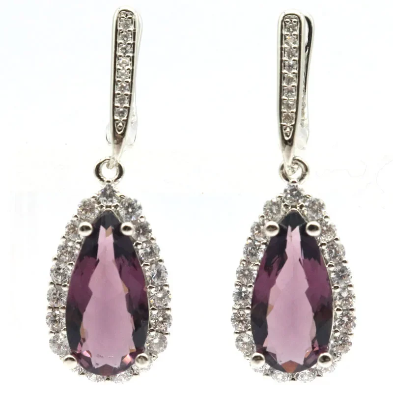 8g Customized 925 SOLID STERLING SILVER Earrings Fantastic Orange Spessartine Violet Topaz Tourmaline Purple Amethyst CZ Bride W