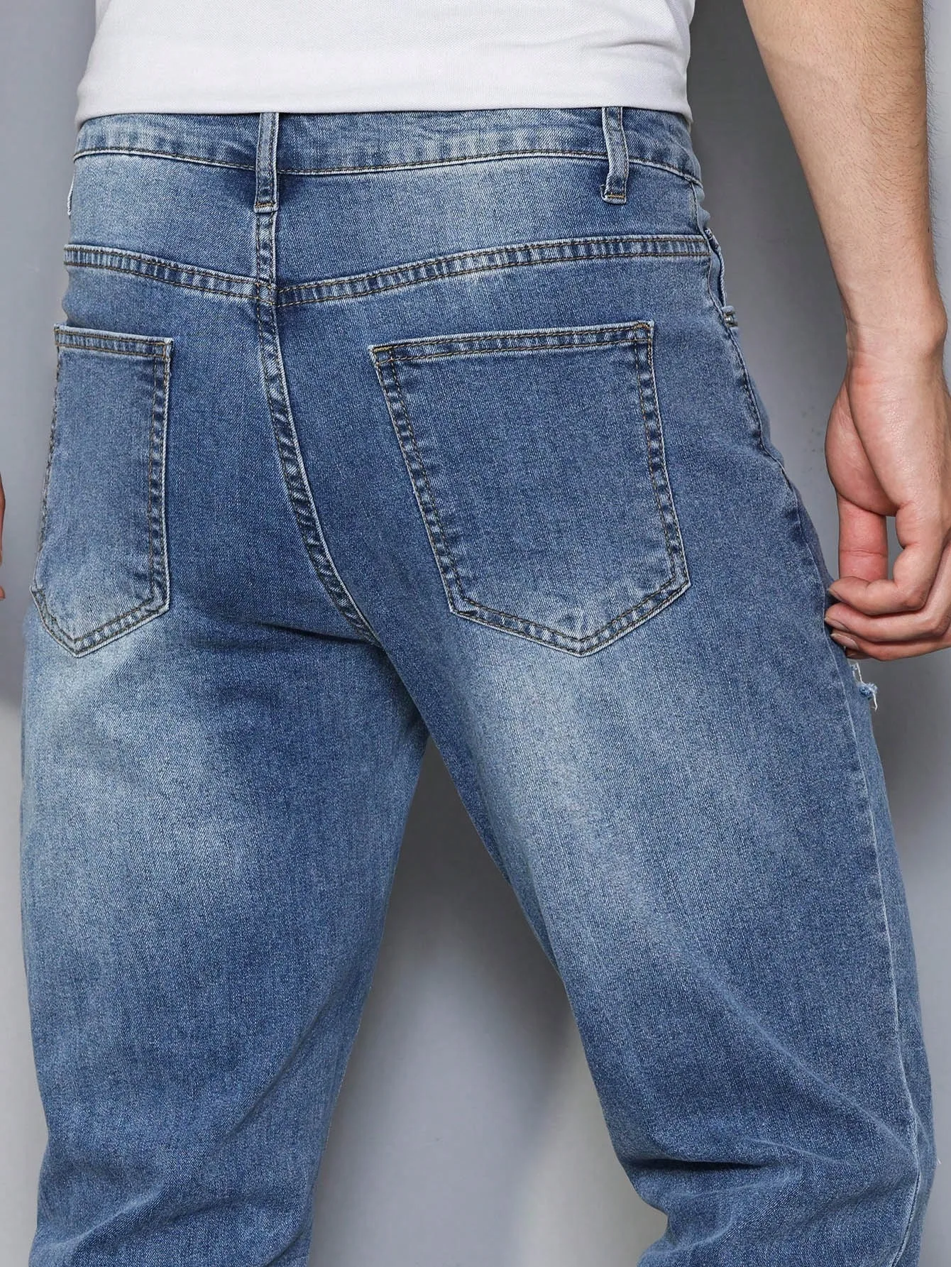 Classic Blue Y2K Drip Men's Slim Jeans Pant Original Design Daily Wear Trousers No accessories or belts included