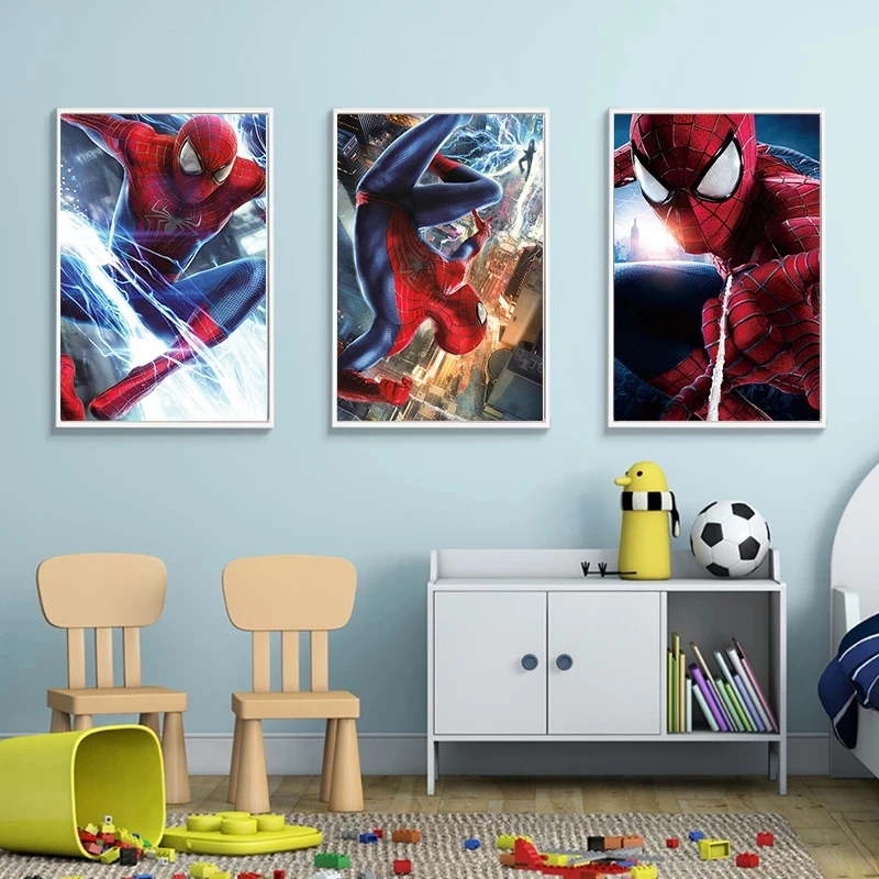 Movie Marvel Spiderman Avengers Nursery Gift White Kraft Paper Posters Kids Pink Wall Art Posters Prints Pictures Decor