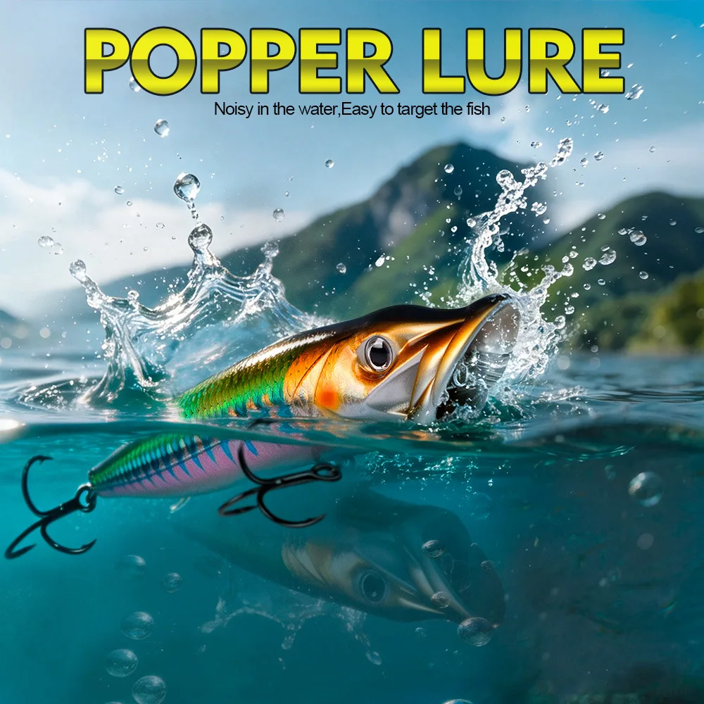 PRO BEROS 19g 50g Popper-Köder Oberflächenköder Big Mouth Splash Type Peche Angelzubehör Wobbler Crankbait – Detail 7