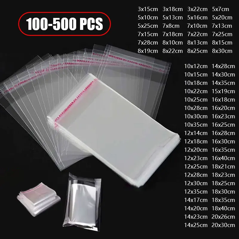 Image of OPP Selbstklebende Beutel Transparente Plastik-Cellophan-Verpackung Klare Geschenkbeutel für Kekse, Kleidung, Lebensmittel, Schmuck, Aufbewahrungsbeutel