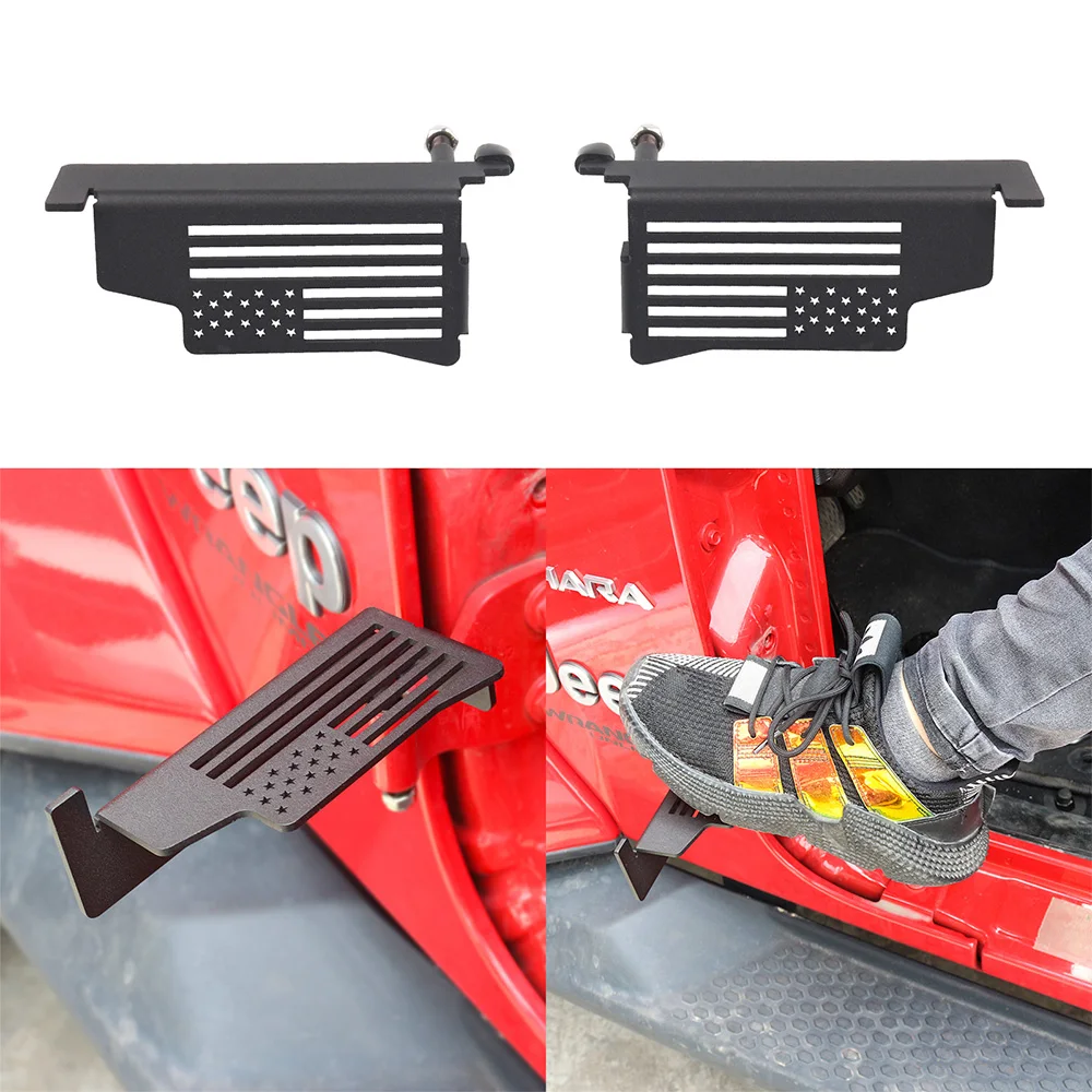 Fit Jeep Wrangler JK JL 2007-2025 American Flag Door Hinge Step Pedal, Foot Rest Peg Exterior Accessories