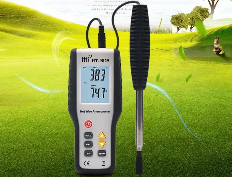 Hti HT-9829 High Sensitivie Digital Portable Wind Speed Meter Hot Wire Thermal Anemometer Anemometro Measuring Instruments