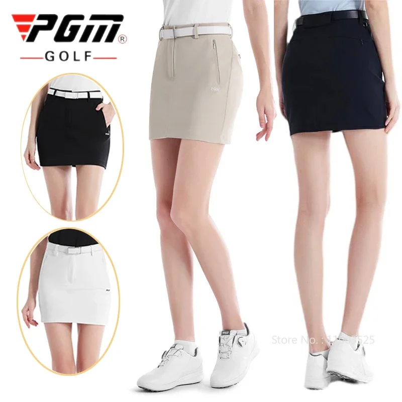 Pgm Golf Clothing Women\'s Short Skirt Breathable Quick Drying Sports Pencil Skirt Casual Zipper Pocket Skorts with Inner Shorts