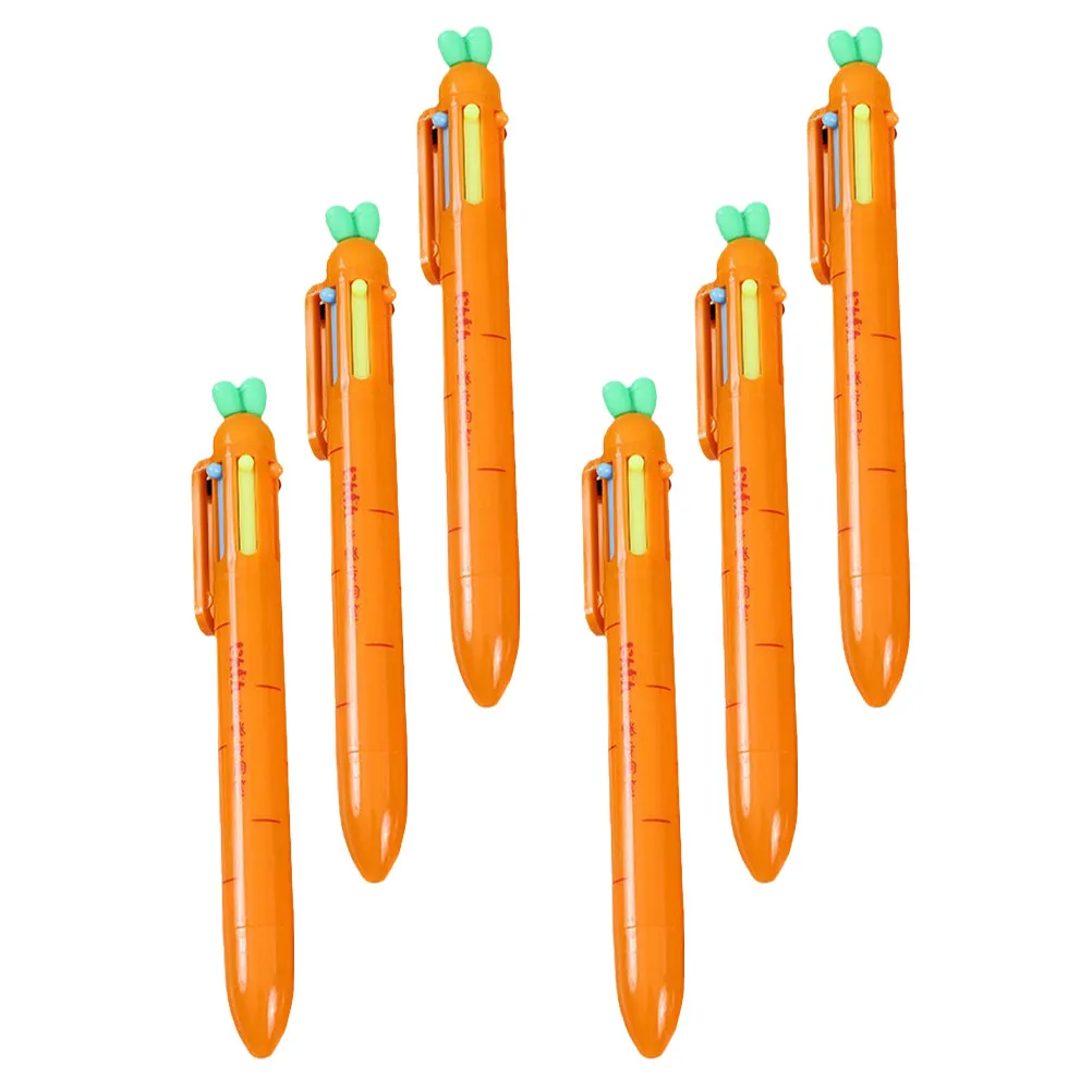 

Набор из 6 шариковых ручек с дизайном моркови, разноцветные, с плавным потоком чернил, портативные, для школы, офиса, дома, для рисования