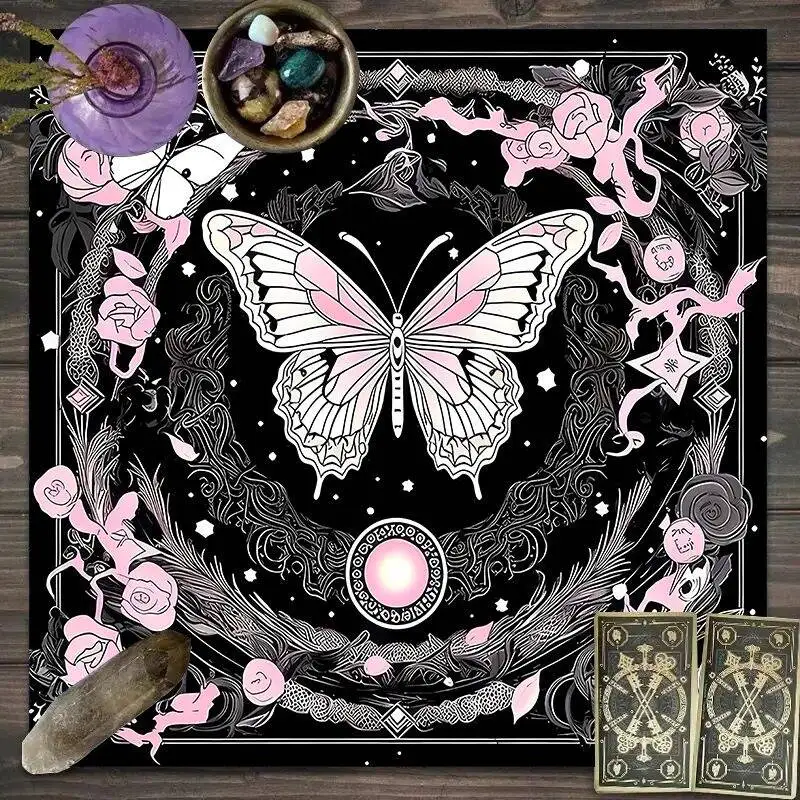 VIKAMA Astrology Wheel Zodiac Sacred Geometry Tarot Tablecloth Mystical Occult Altar Cloth Divination Mat Durable Home Decor