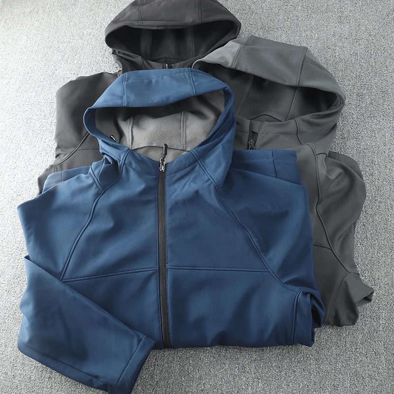 

Men's Outdoor Hooded Softell Jaet Windproof Waterproof Faion Urban Sle Long Sve Thiened Autumn Season Casual Wear