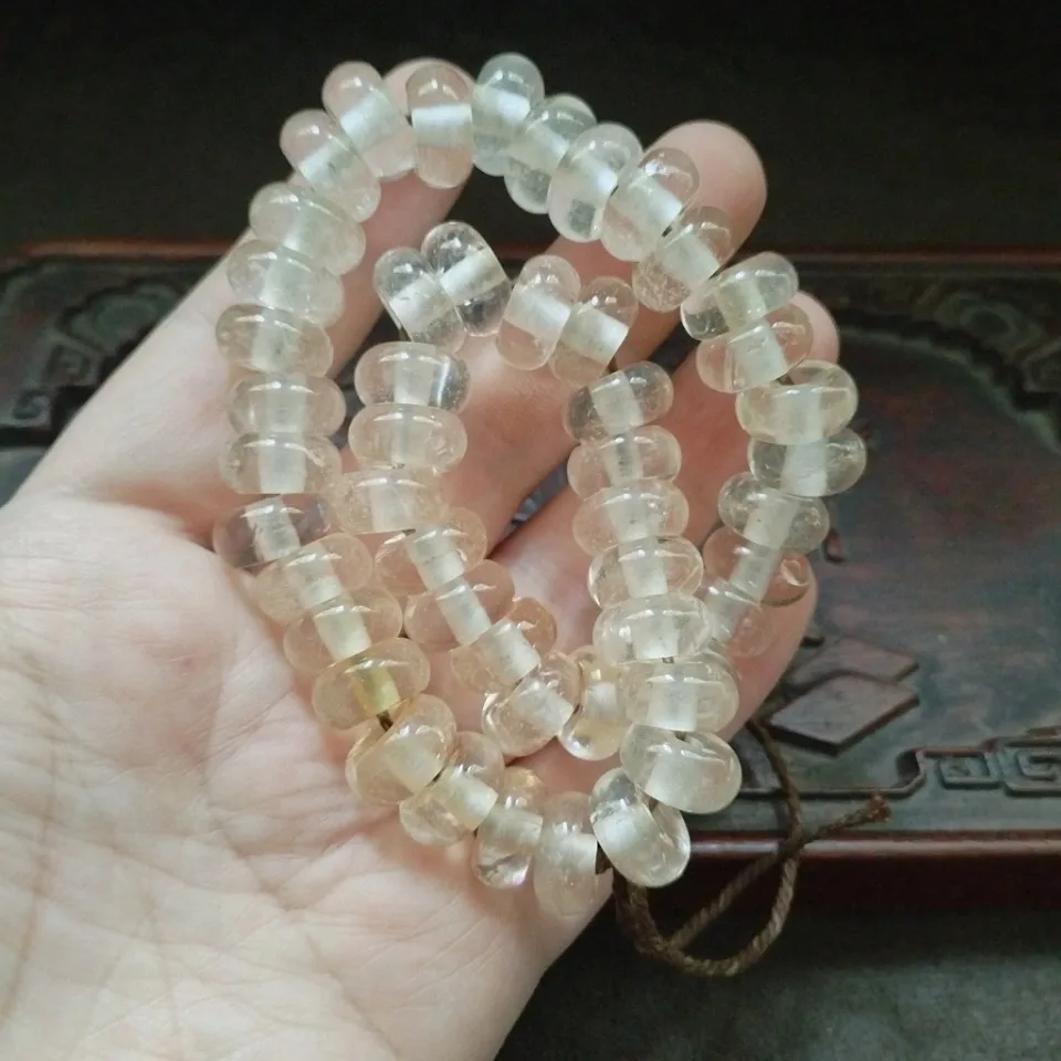 Clear Transparent Flat Disc Bead Bracelet Vintage Polished Stackable Unisex Casual Wrist Ornament
