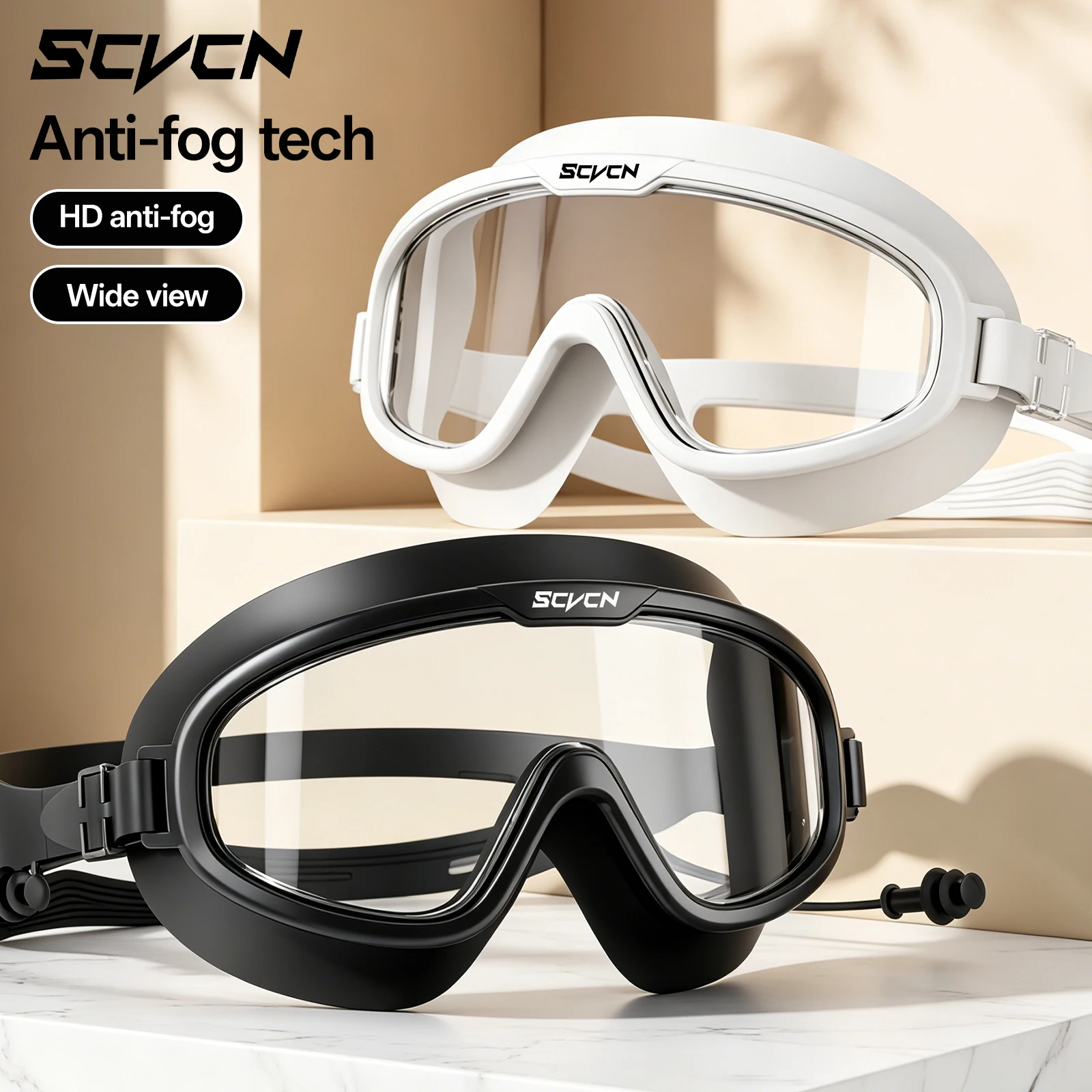 SCVCN Schwimmbrille, Antibeschlag-Schwimmausrüstung, UV400, wasserdichte Brille, professionelles Surfen, Wettbewerb, Strand, unverzichtbar