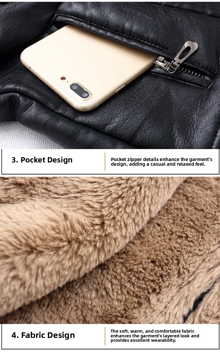 Chaqueta Corta de Cuero Estilo Motero para Mujer, Gruesa, de Moda Urbana para Otoño e Invierno, Material PU, Abrigo Versátil