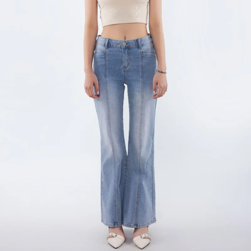 Denim Pant Women Jeans Wide Leg Long Pants Slim Fit High Waist Straight Trousers Y2k Streetwear Elegant Splice Work Autumn