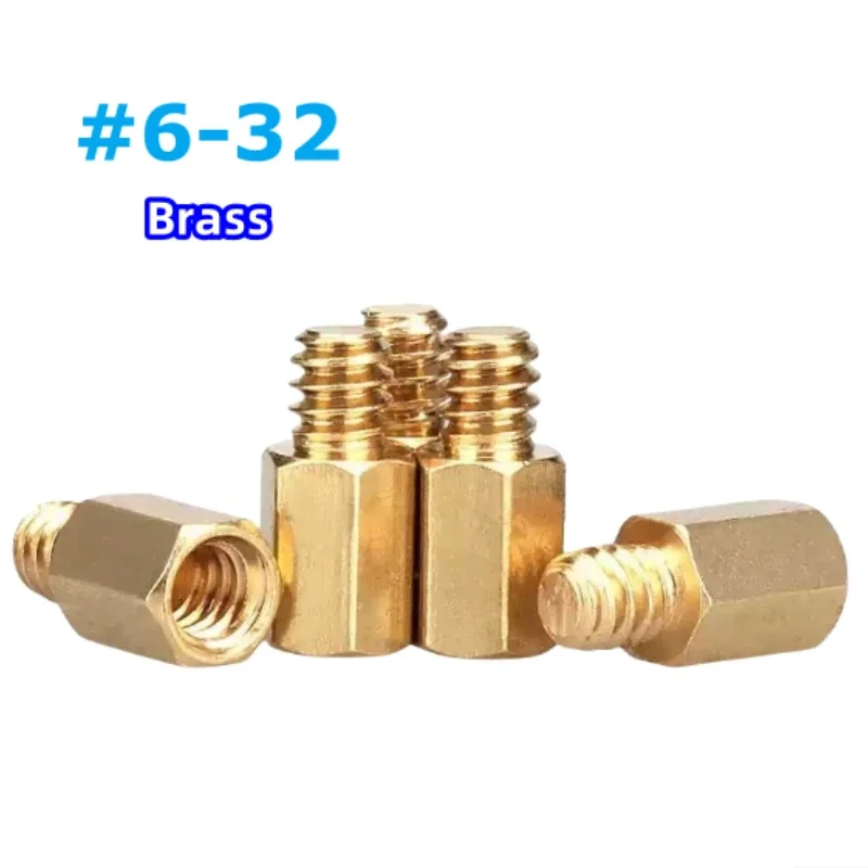 #6-32 Hex Brass Standoff Single-Headed Brass Stud for Computer Case Motherboard Screw Nut Spacer Support Pillar