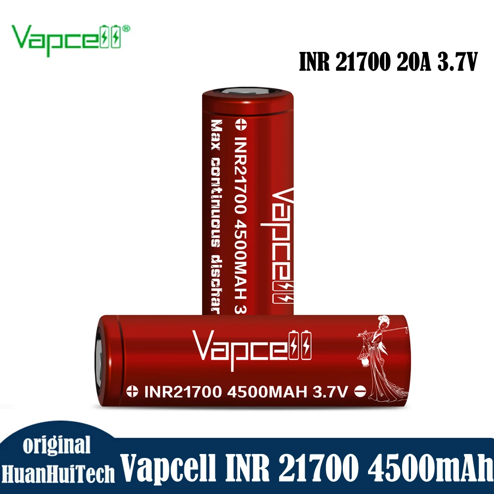 Original Vapcell INR 21700 4500mah 20A 3.7V Lithium battery High Capacity 21700 rechargeable cell battery for flashlight