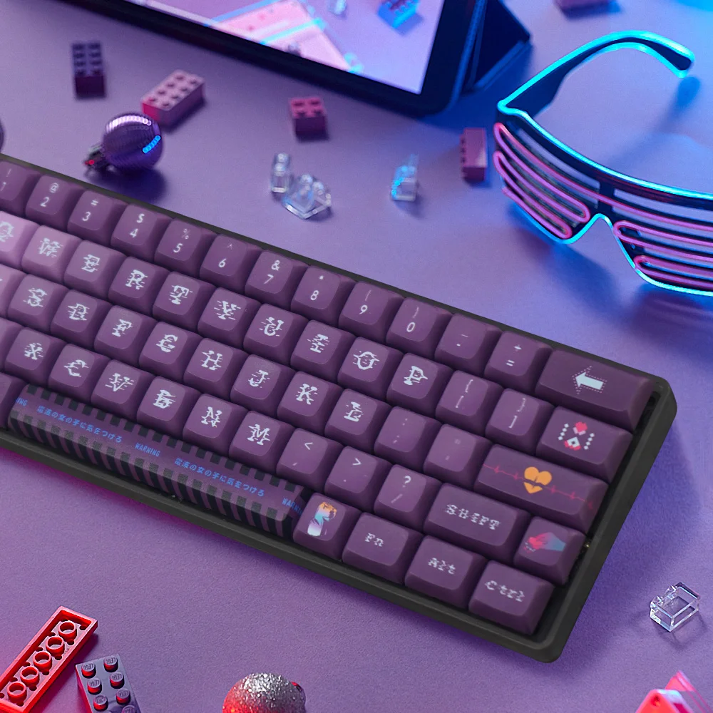 Imagem -05 - Npkc Roxo Teclado Mecânico Cap Chave Rádio Menina Xda Perfil Keycaps Pbt Corante-sub Interruptor Cereja mx 130 Chaves