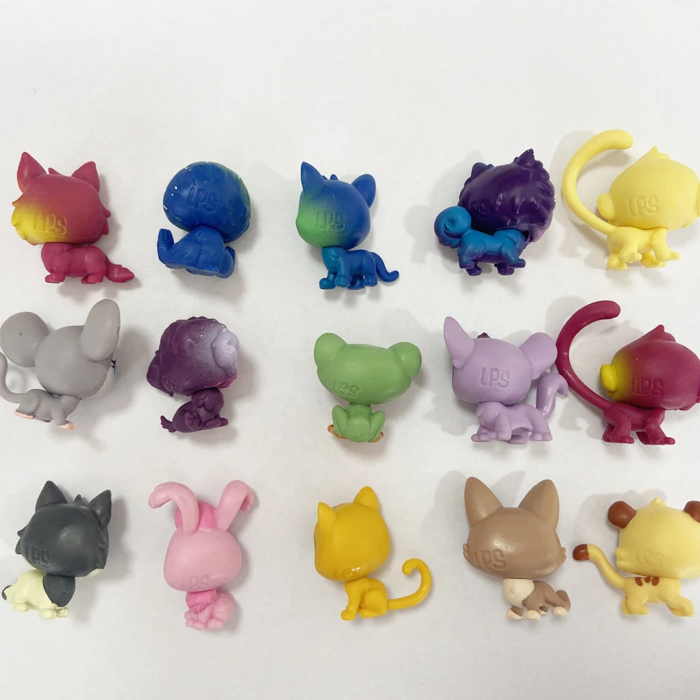 15 Pcs Set 2-3 CM Old Pet Toys Cat Puppy Figure Mini Toy Figures Classic Little Pet Toys