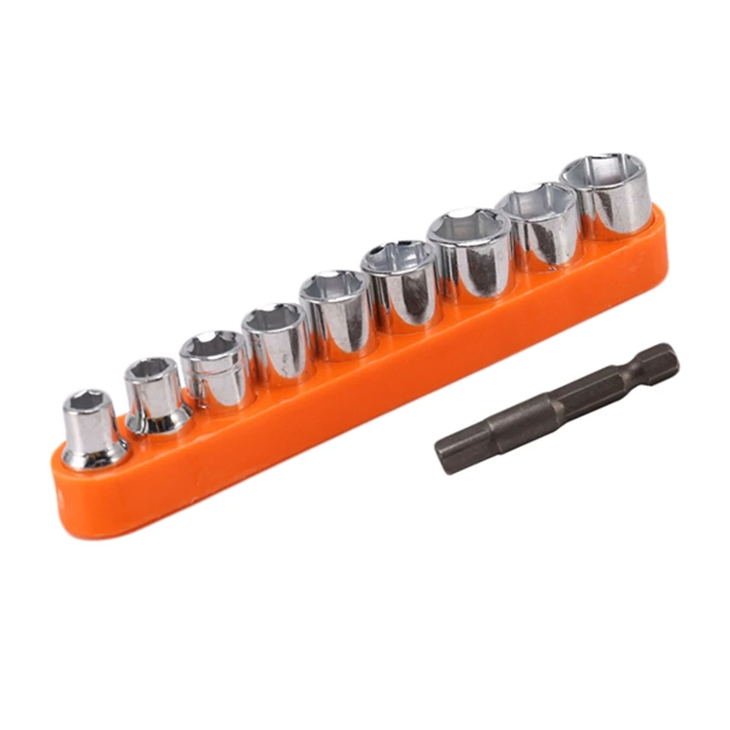 ABJA-Hand Tools 9Pcs /10Pcs 1/4 Inch Drive Hex Bit Socket Wrench Set Sleeve Wrench Set Wrench Adapter 5/6/7/8/9/10/11/12/13Mm