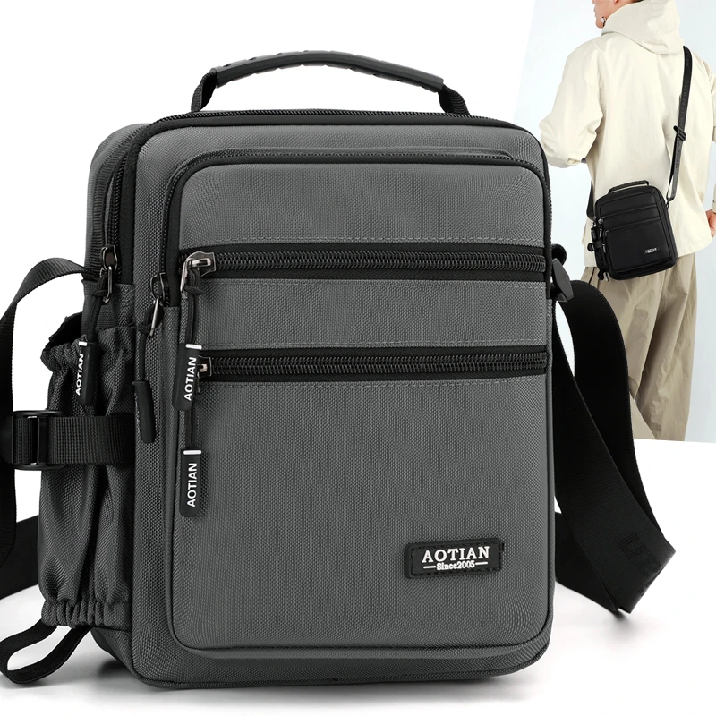 

Мужская сумка через плечо с несколькими карманами, легкая водостойкая сумка через плечо для ежедневных поездок и путешествий