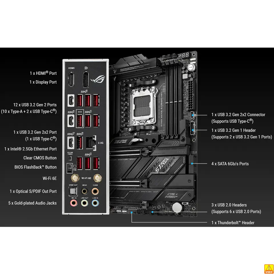 لوحة أم ASUS ROG STRIX X670E-E GAMING WIFI مقبس AM5 معالج DDR5 8000+(OC) ذاكرة مجموعة شرائح X670 لوحة رئيسية ATX - 5