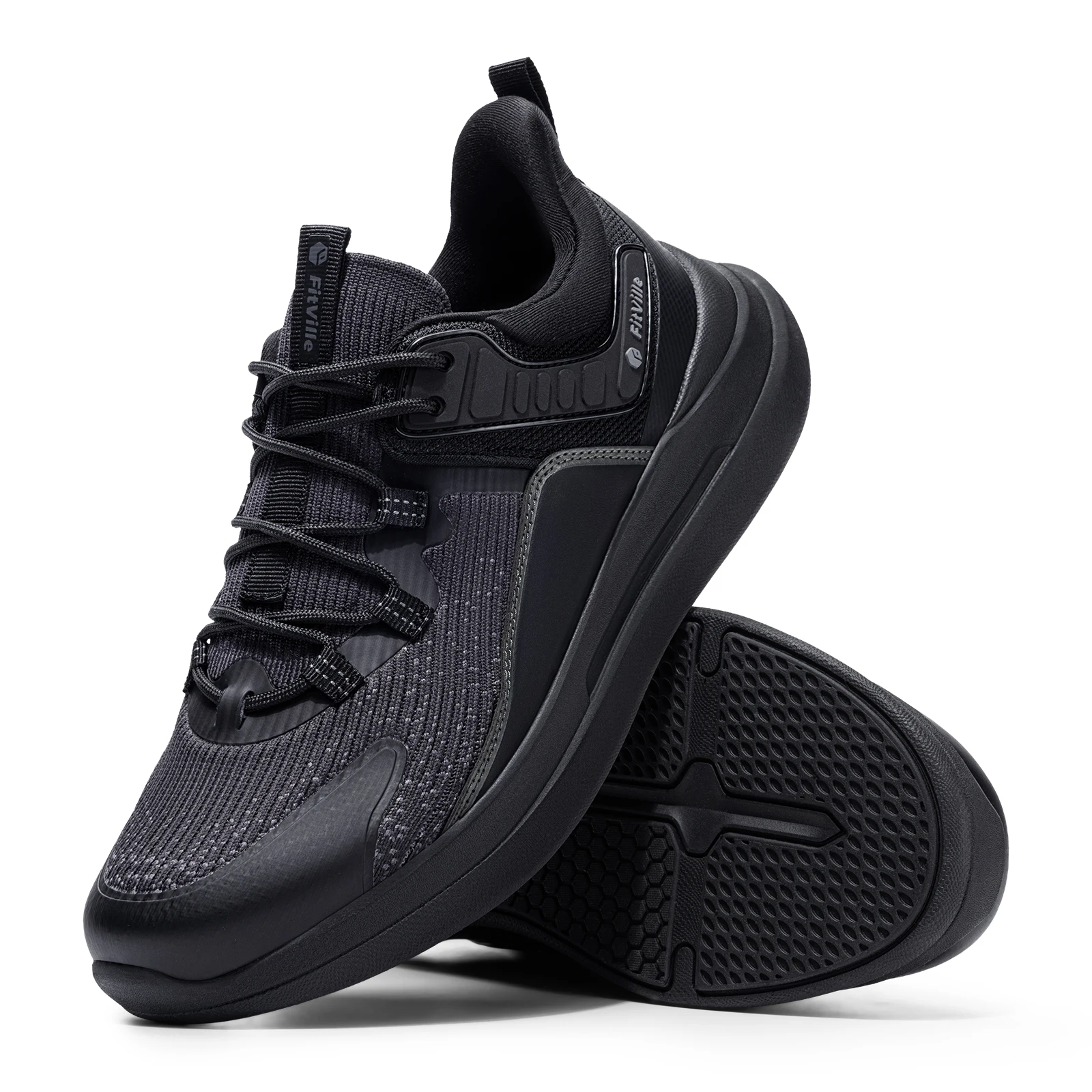 FitVille Men's Wide Fit Slip On Walking & Running Sneakers, Arch Supported Cushion Footbed with Breathable Upper, Anti Slip Durable Outsole for Gym Workout Daily Jogging, Roomy Wide Toe Box to Fit Thick Feet, Swollen Feet and Bunched Toes