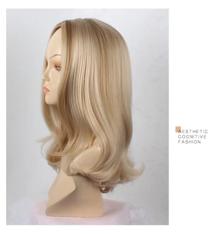 

Synthetic Fashion Long Wavy Wig Girl Golden Hair Human Hair Wig