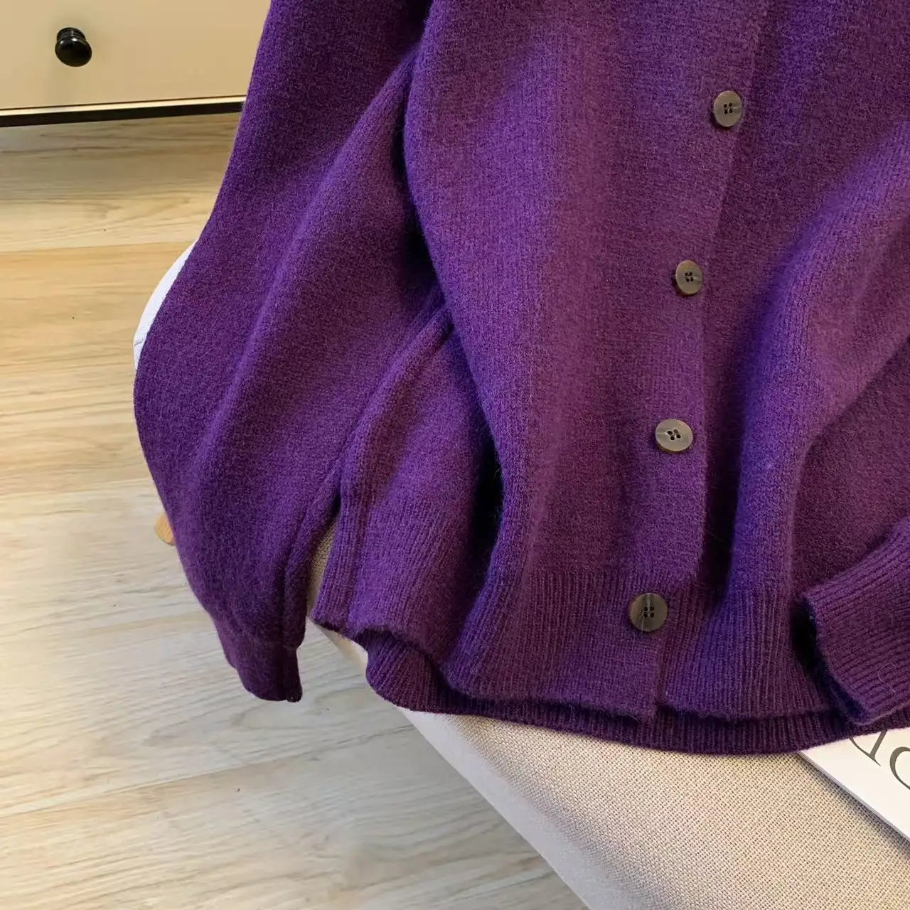 سترة نسائية أرجوانية Y2k عتيقة 2000s سترة تريكو بأكمام طويلة سترة كورية ملابس خارجية لخريف وشتاء 2025 #5