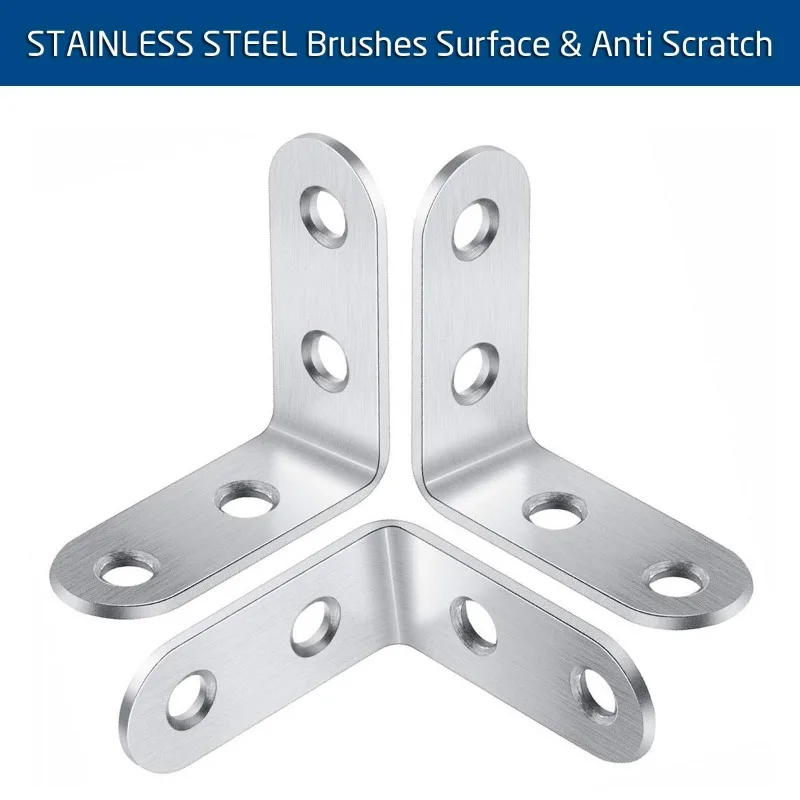 30/1Set Staffa angolare Mobili in acciaio inossidabile Dispositivo di fissaggio per mobili Lavorazione del legno Mensola Tavolo Sedia Supporto Staffa metallica con vite
