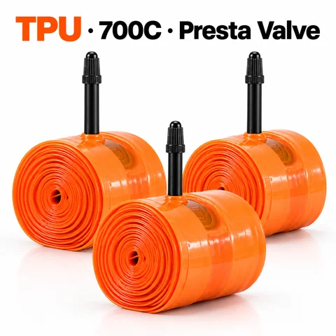 TPU Ultralight Foldable Road Bike Inner Tube 700C 18‑32C 45/65/85mm Presta Valve Inner Tube Wear‑Resistant Portable Spare Tube