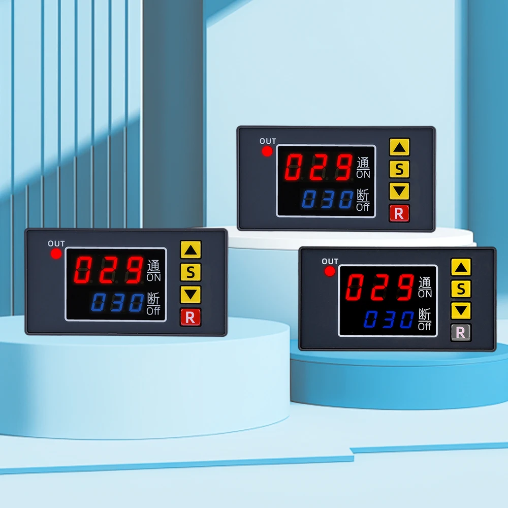 DC12V/24V AC110-220V T3231 Multi-function Cyclic Timing Delay Relay Timer Control Switch LED Display Programmable Relay Module