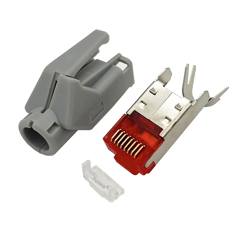

10PCS R45 Shielded network cable German RJ45 two-piece single-row 1.02mm cable holes with a sheath diameter of 6.5mm
