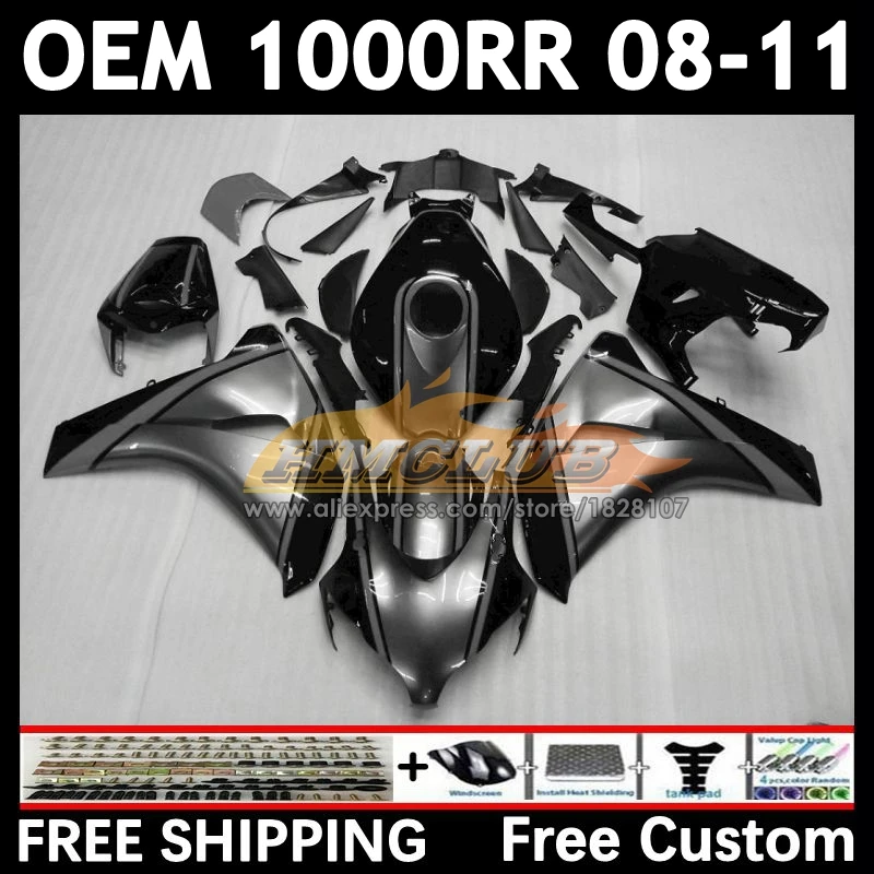 OEM Fairing For HONDA CBR1000 silver black CBR 1000 RR CC 1000RR 77No.63 CBR1000RR 08 09 10 11 2008 2009 2010 2011 Injection Kit