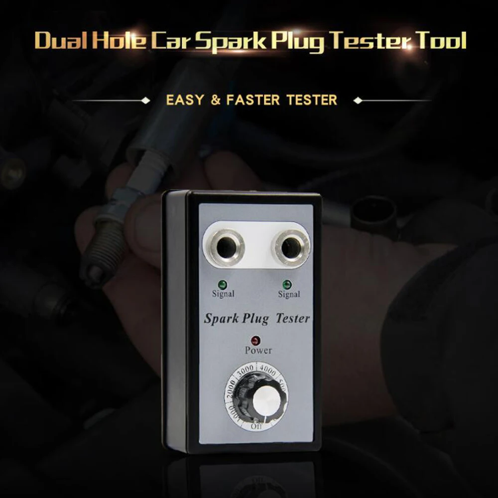 High Quality Dual Hole Car Spark Plug Tester Detector With two testing holes for 12V Gasoline Ignition Plug Test Diagnostic Tool