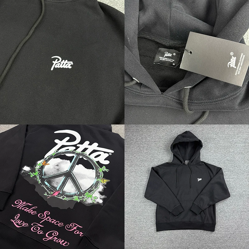 

Черная толстовка-худи PATTA: модная классическая модель унисекс, высокое качество