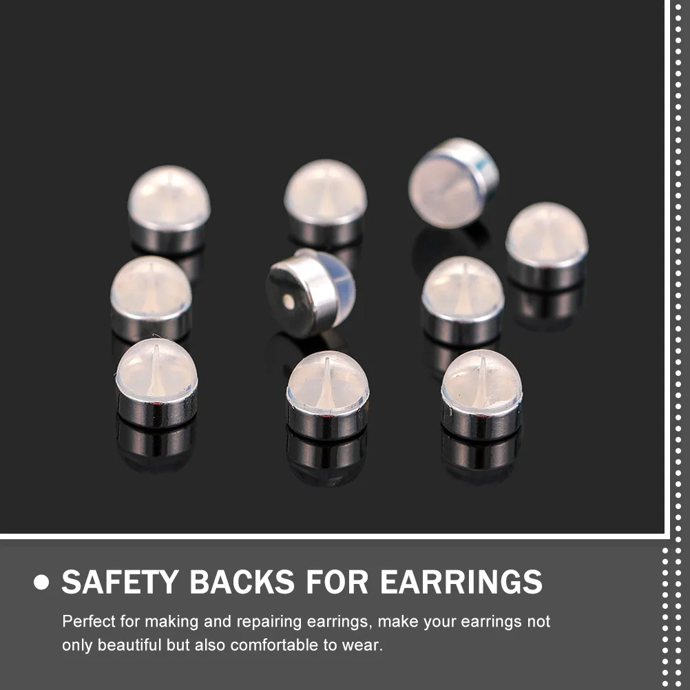 

12pcs Earring Back Silica Gel Metal Earplug Replacement Studs Locking Safety Back Of Earring Replacement Jewelry Parts