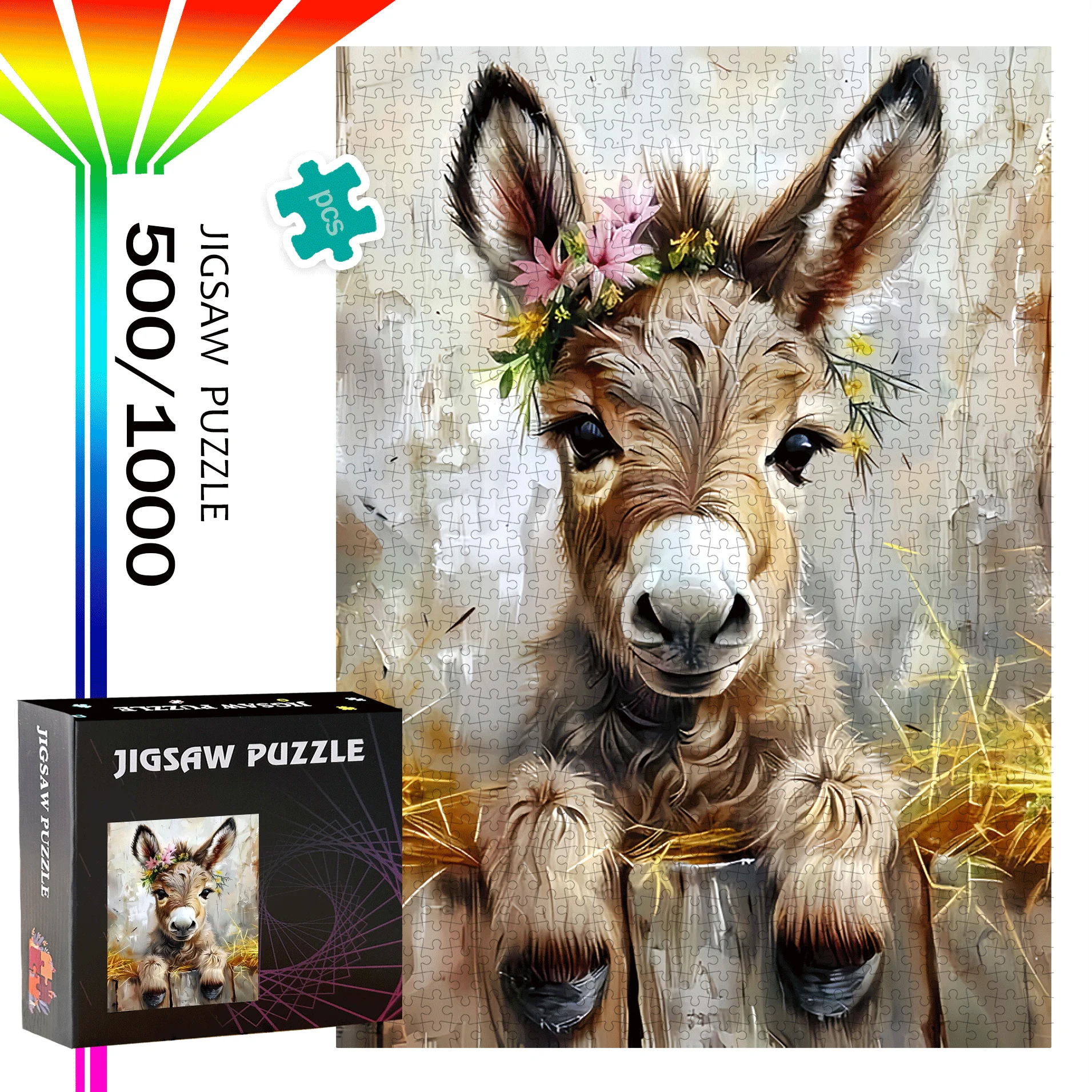 Mały Osiołek, Puzzle 500/1000 elementów - Prezent dla interakcji rodzinnej i zabawy DIY - Dekoracja domu, wyzwanie dla mózgu. Wysokiej jakości