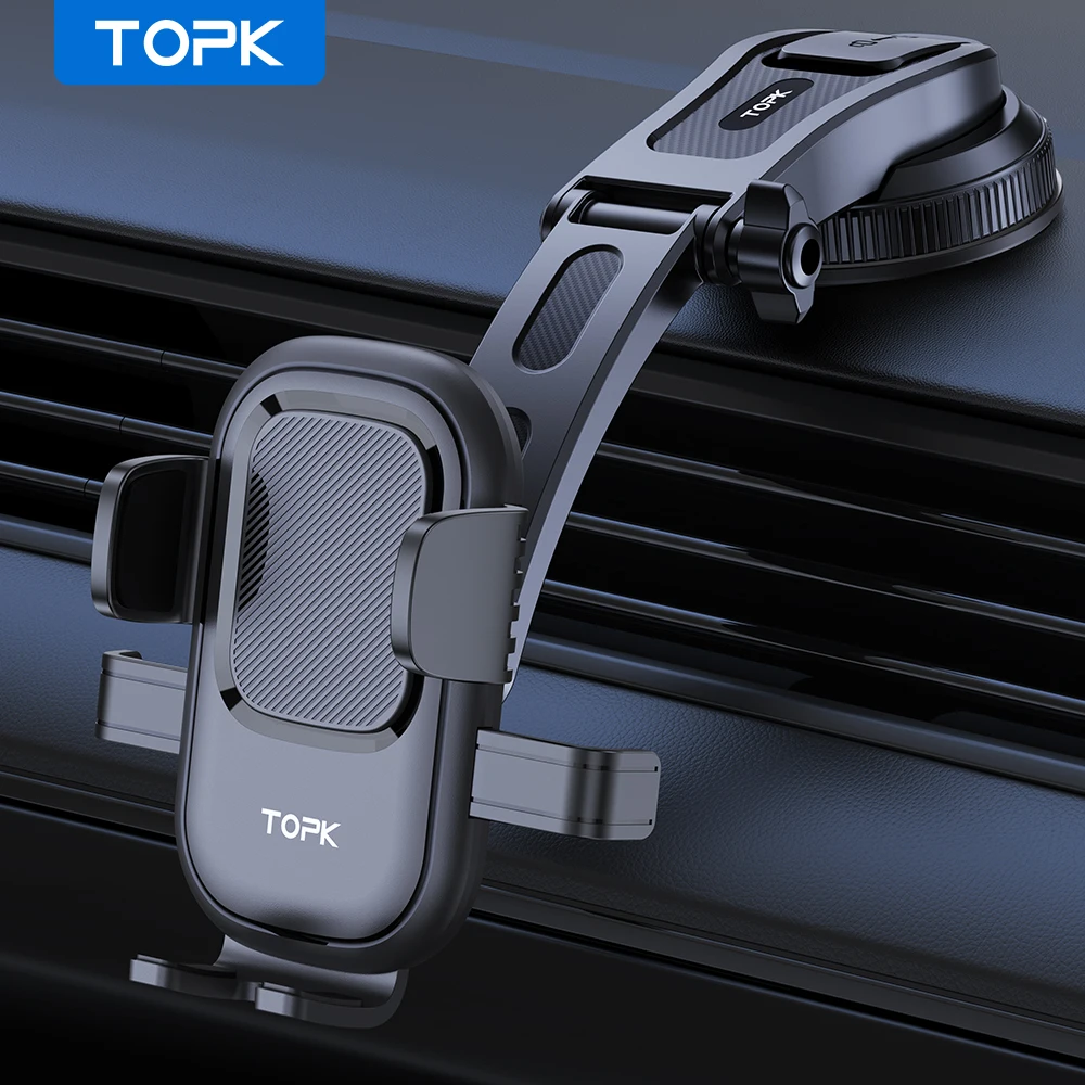 TOPK Autotelefonhalter Ständer Schwerkraft-Armaturenbrett-Telefonhalter Handy-Unterstützung Universal für iPhones und Android-Telefone (4"-7")