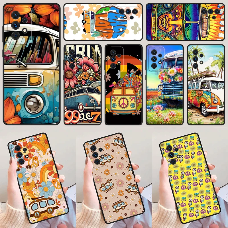 Hippie Peace Bus and Sunflower For Samsung A52 A72 A73 A20e A21S A50 A70 A11 A12 A42 A31 A40 A51 A71 A32 A80 A91 Phone Case