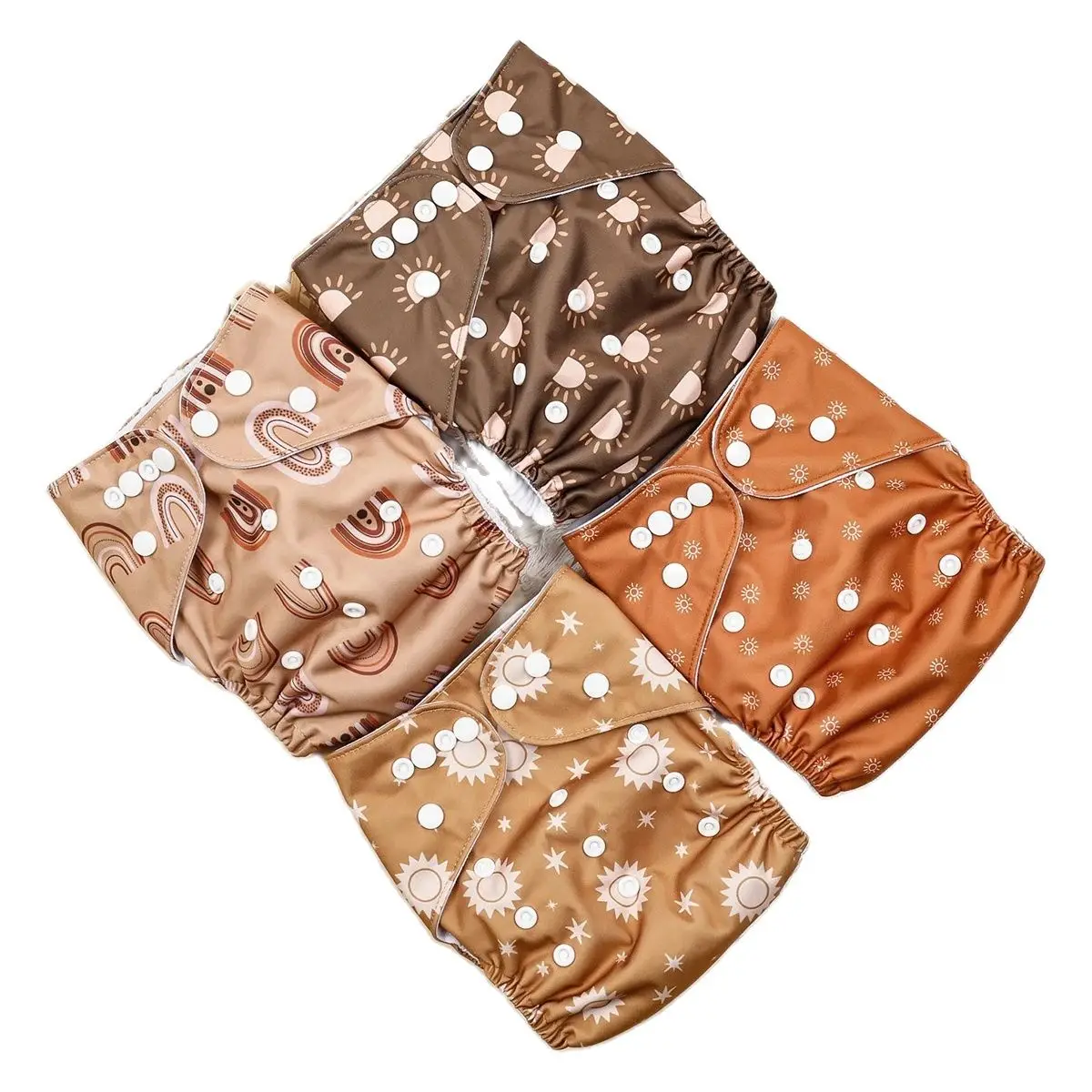 HappyFlute New 4Pcs Set OS Pocket Waterproof Fabric Baby One Size Washable&Reusable Adjustable Baby Nappy Cover