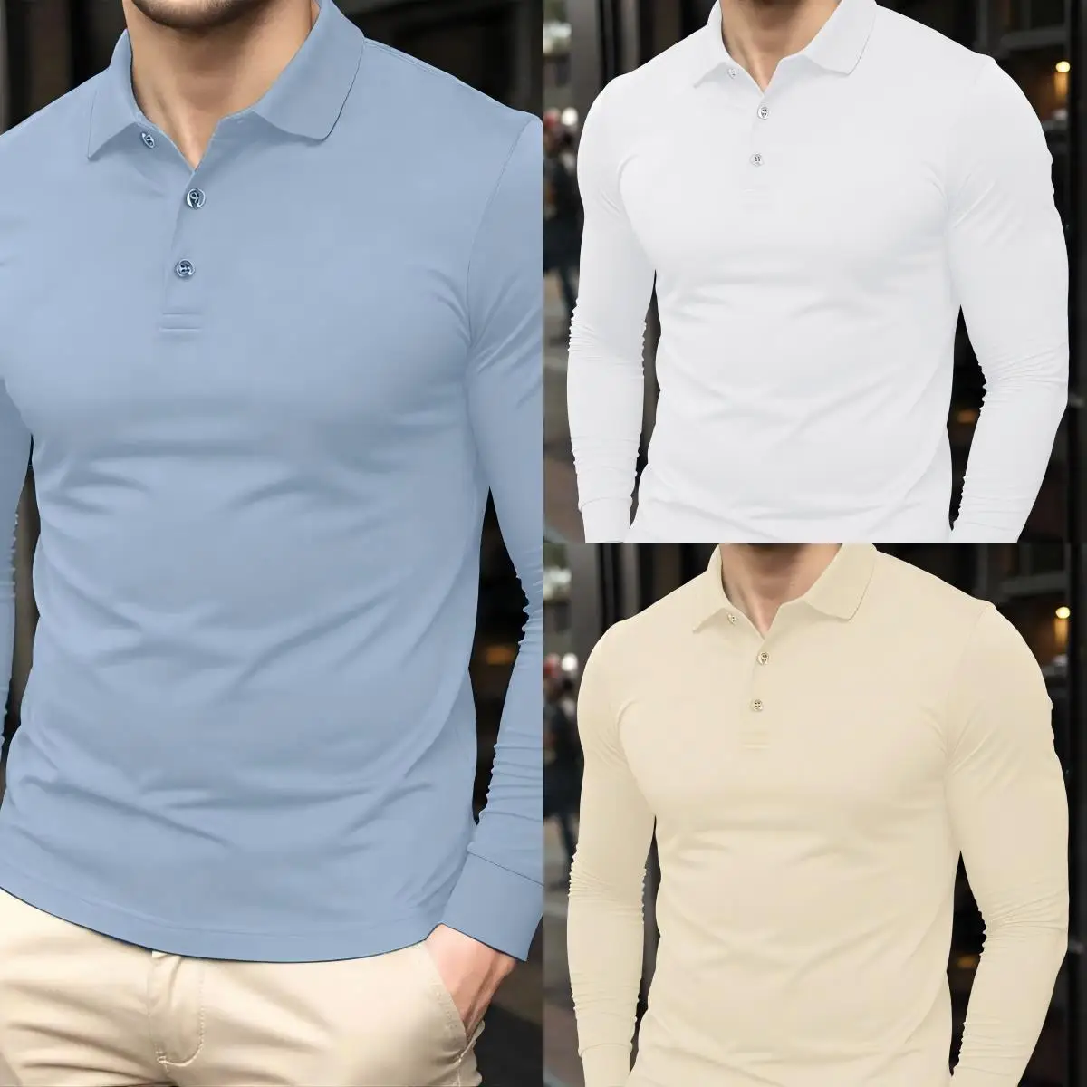 

Мужская рубашка-поло с лацканами в стиле Old Money, универсальный топ, осенняя новая модная повседневная одежда, унисекс, базовая однотонная рубашка с лацканами и длинным рукавом