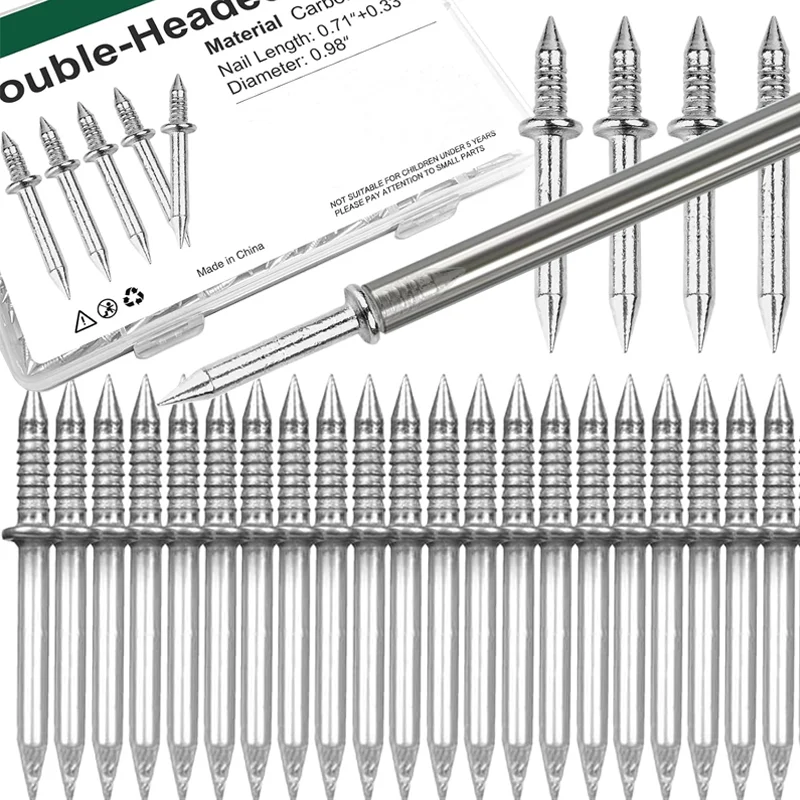 Double-Headed Seamless Nails with Sleeve Woodworking Fixator Thread Screws Fasteners for Wood Cement Rust-Proof Nails Hardware