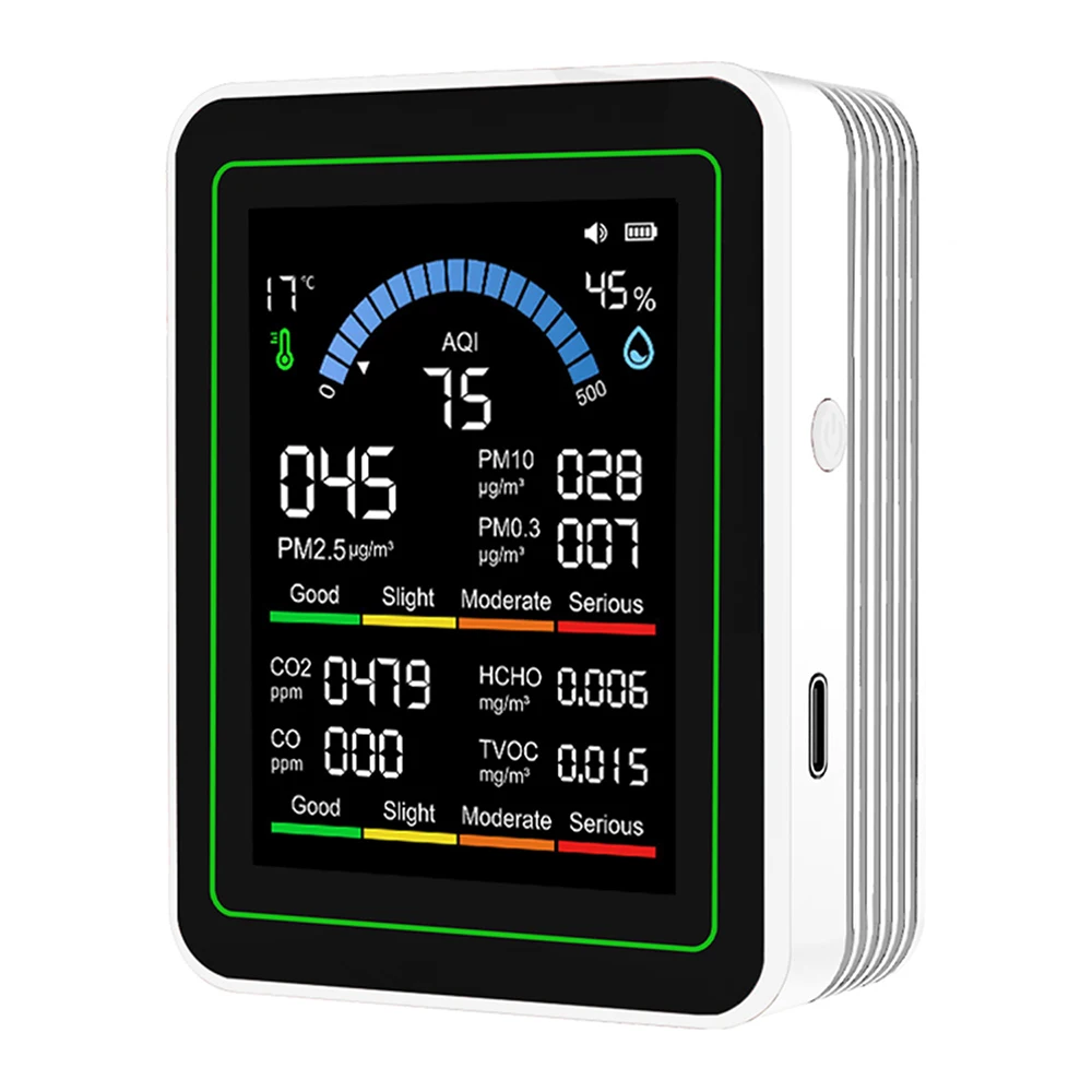 10-in-1-Luftqualitätsmonitor, Kohlendioxid-Monitor, Formaldehyd-Detektor, Temperatur- und Luftfeuchtigkeitsmonitor, 1 Stück – Detail 17