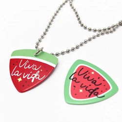 TV Twinkling Watermelon Cosplay Shining Watermelon Guitar Pick Props Choker Two-sided Pendant Necklace Jewelry Accessories 