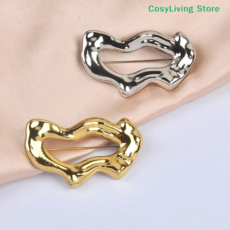 [CL]Metal Geometric Brooch Simple Collar Buckles Anti Exposure Multifunction Brooches Pin Accessories Clothing Ornament[CL]
