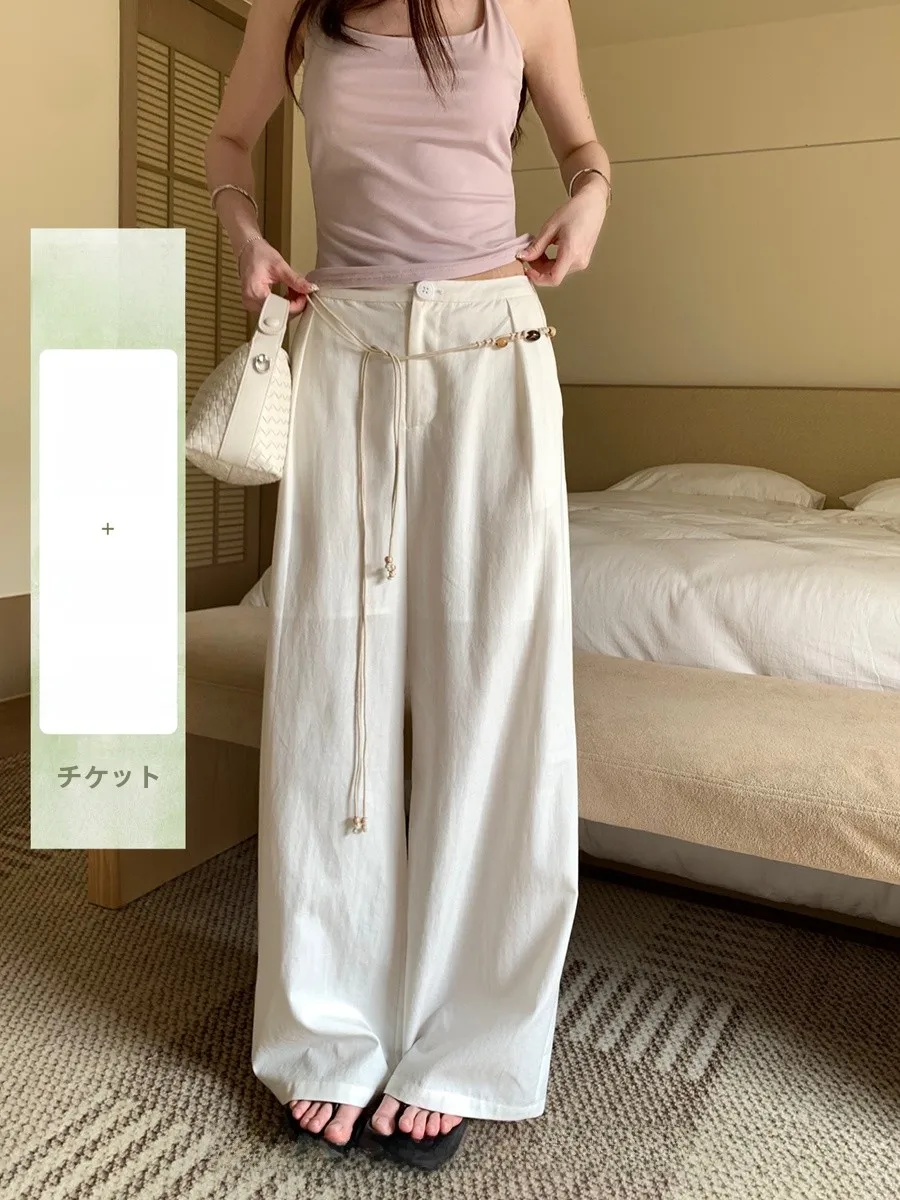 

Loose Wide Leg Straight Pants Women's Casual Loose Fit Floor Length Pants Lazy Style Casual Trousers Ladies' Jeans