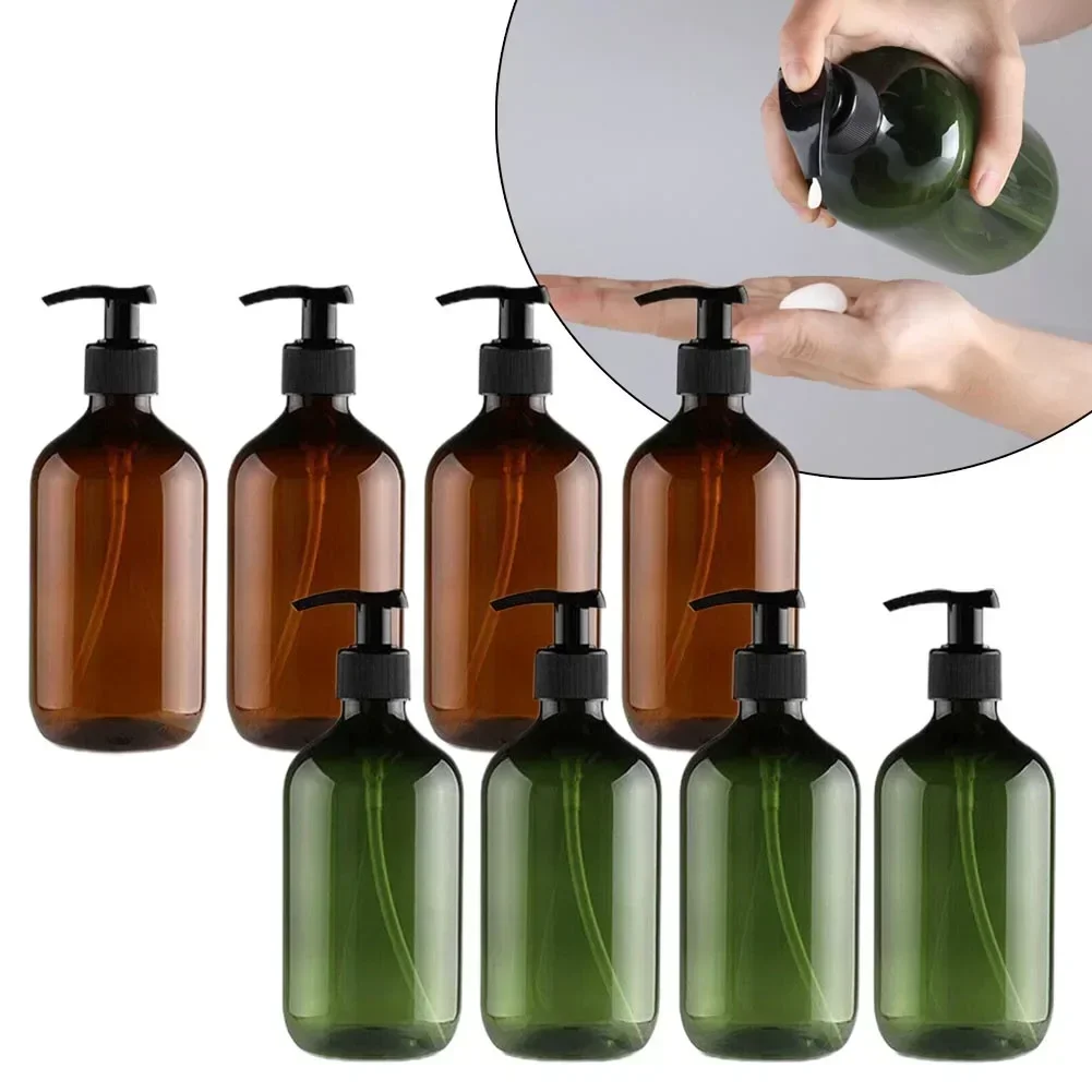 Dispensador de jabón para baño, botella dispensadora con bomba de mano reutilizable, Gel de ducha para baño, champú, contenedor de botella rellenable, 4 Uds., 500ml