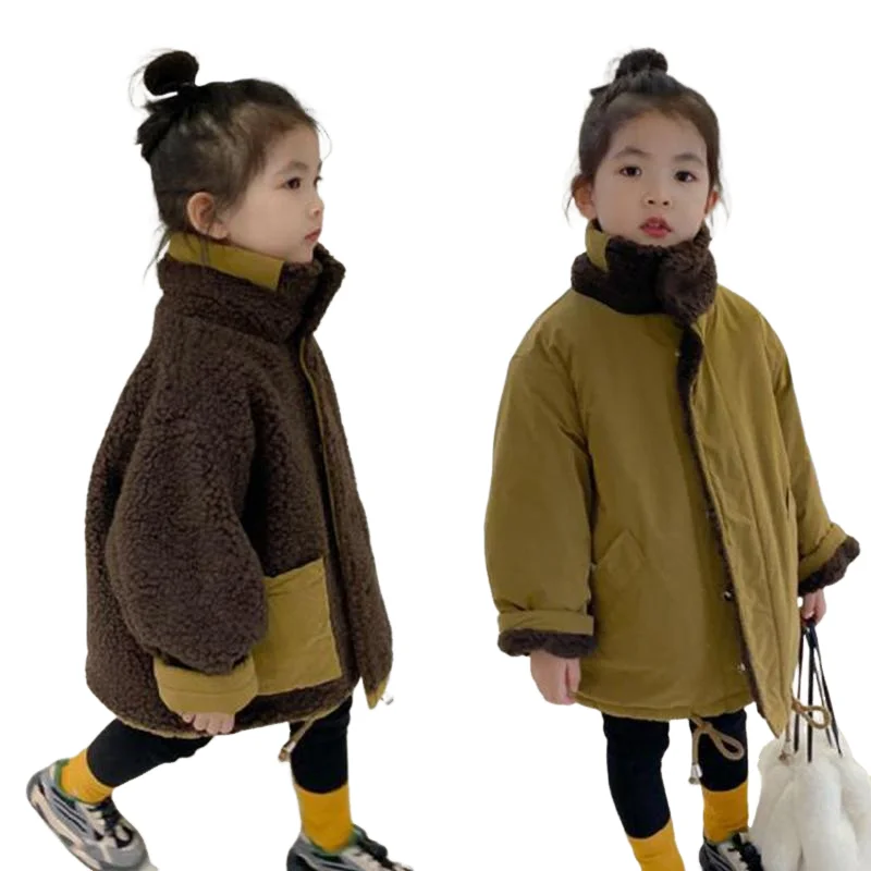 2025 filles manteau chaud automne hiver couleur bloquant vêtements d'extérieur épaissi hauts confortable rembourré veste enfants vêtements 4-12 ans