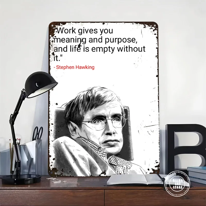 Stephen Hawking Quote Printing Poster Customized Retro Wall Art Vintage Metal Signs for Mancave Home Decor Living Room House