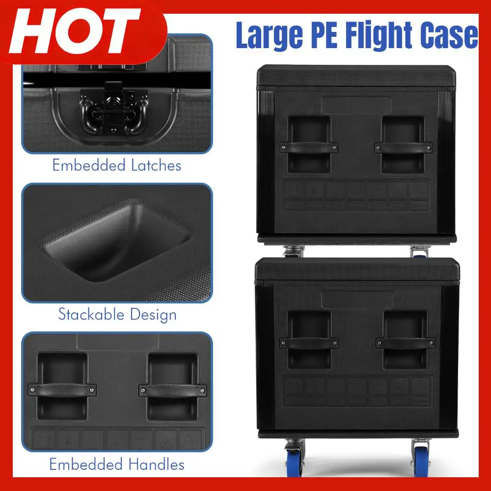 Equipment Storage Case with Handle and Wheels Universal Utility Flight Case for Pro Audio & DJ Equipment Storage Transport