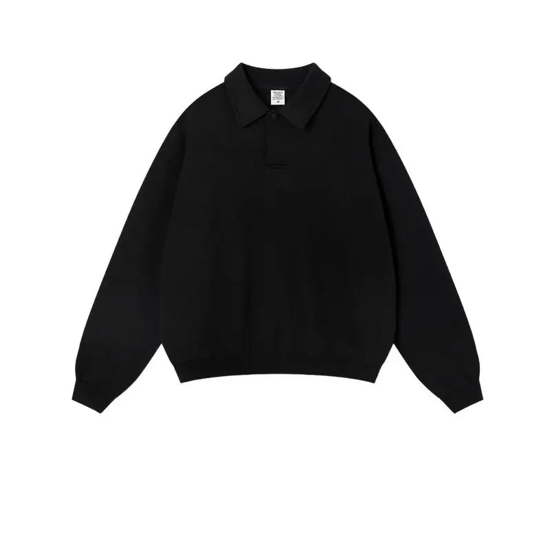 QICHE 2026 Autumn Men Old Money Quiet Luxury Heather Half Open Polo Sweatshirt Straight Leg Trousers Outfit